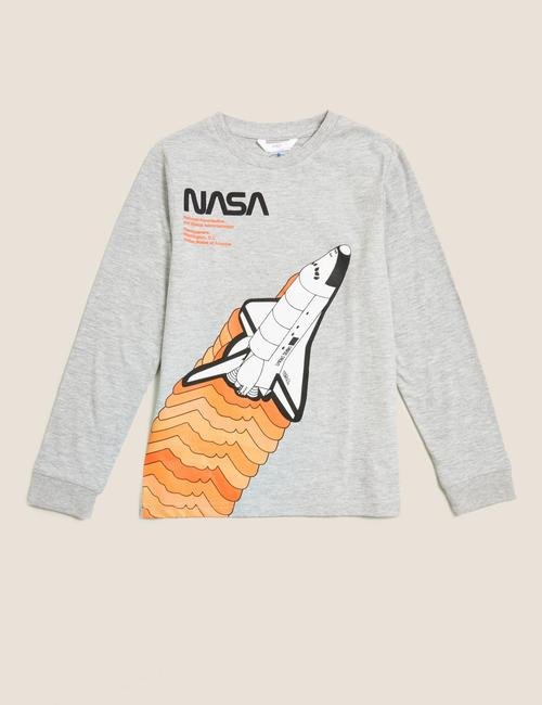 Gri NASA™ Uzun Kollu T-Shirt