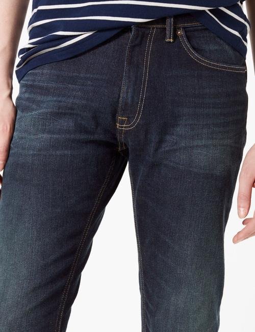 Lacivert Vintage Slim Fit Jean Pantolon
