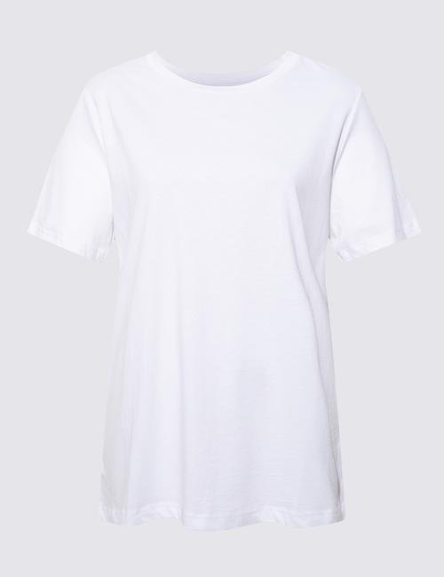 Beyaz Kısa Kollu Straight Fit T-Shirt