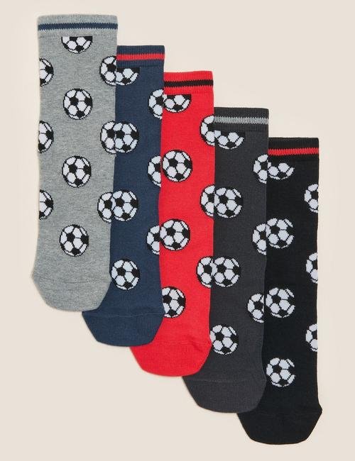 Multi Renk 5'li Futbol Desenli Çorap Seti