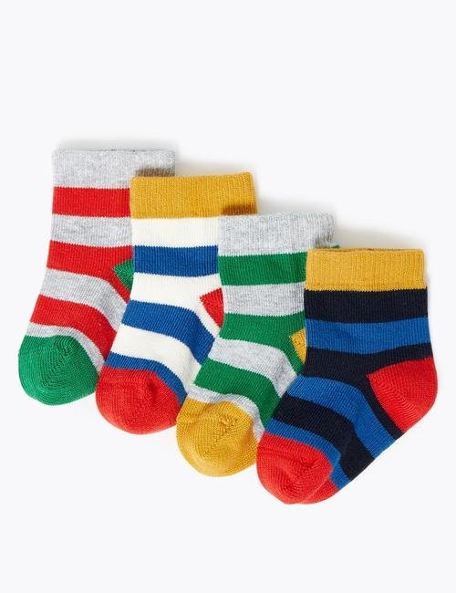 Multi Renk 4'lü Çizgili Çorap Seti