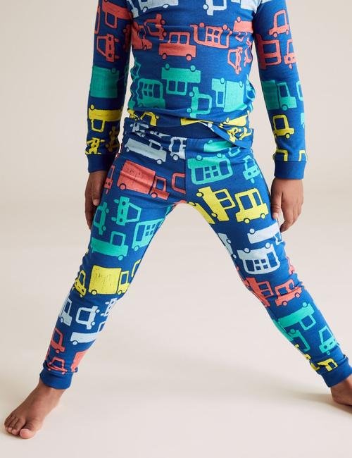 Mavi Araba Desenli Pijama Takımı