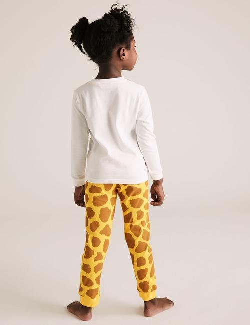 Sarı Zürafa Desenli Pijama Takımı