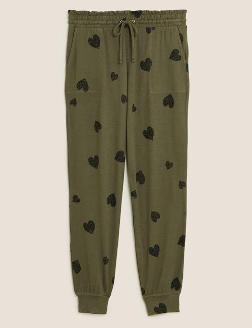 Yeşil Kalp Desenli Jogger Pijama Altı
