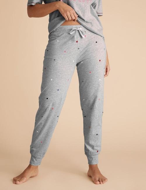 Gri Yıldız Desenli Pijama Altı