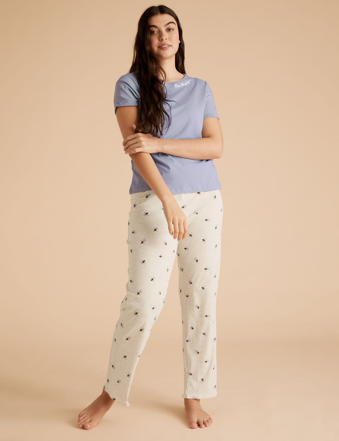 Arı Desenli Kısa Kolu Pijama Takımı