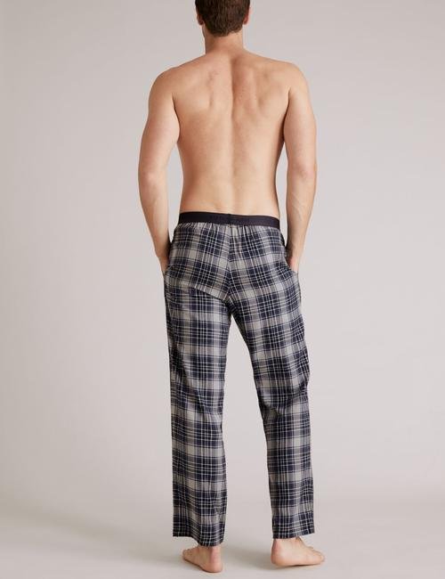 Gri Premium Pamuklu Ekose Pijama Altı