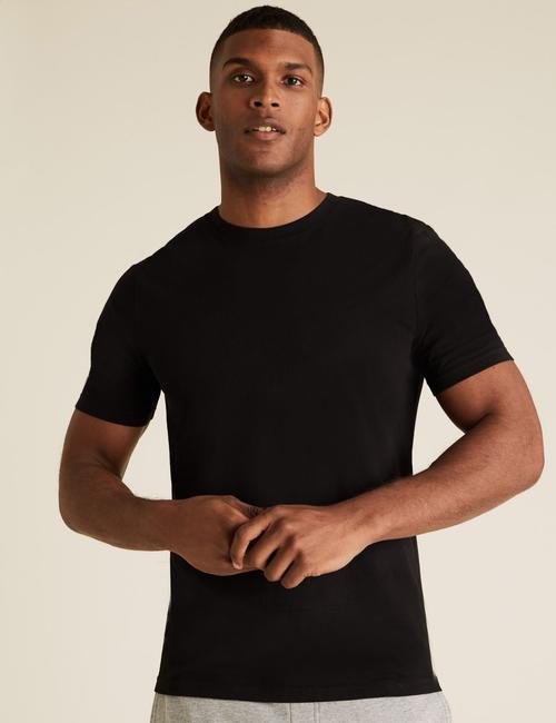 Siyah 3'lü Saf Pamuklu T-Shirt Seti