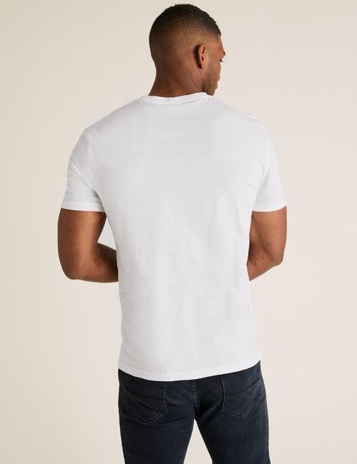 Beyaz 3'lü Saf Pamuklu T-Shirt Seti