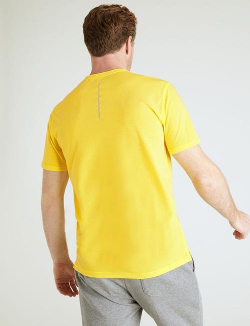 Sarı Yumuşak Dokulu Kısa Kollu T-shirt