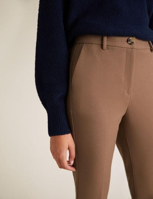 Kahverengi Slim Fit Flared Pantolon