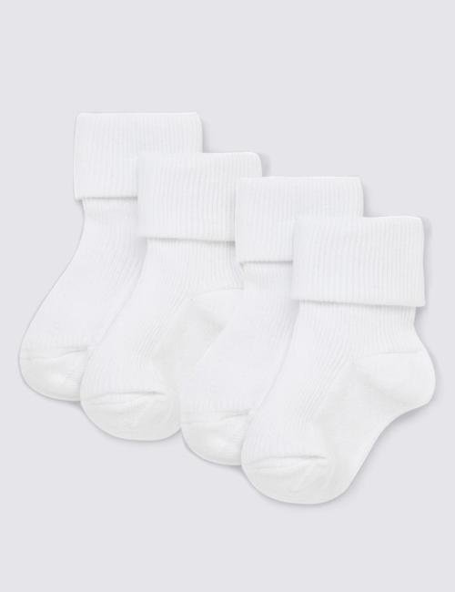 Beyaz 4'lü Bebek Çorabı (0-24 Ay)