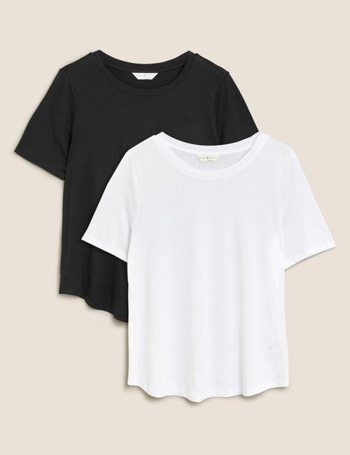Siyah 2'li Modal Karışımlı T-Shirt