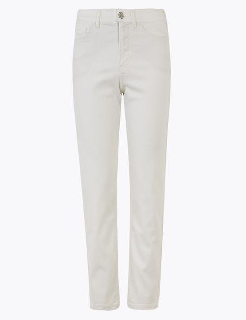 Beyaz Tencel™ Straight Leg Jean Pantolon