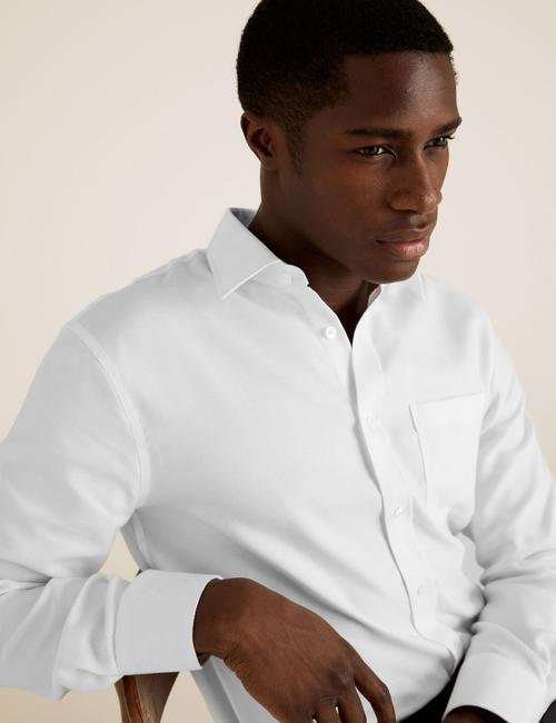 Beyaz Ütü Gerektirmeyen Regular Fit Gömlek