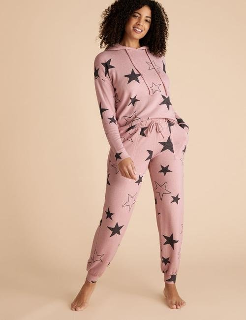 Pembe Yıldız Desenli Jogger Pijama Altı