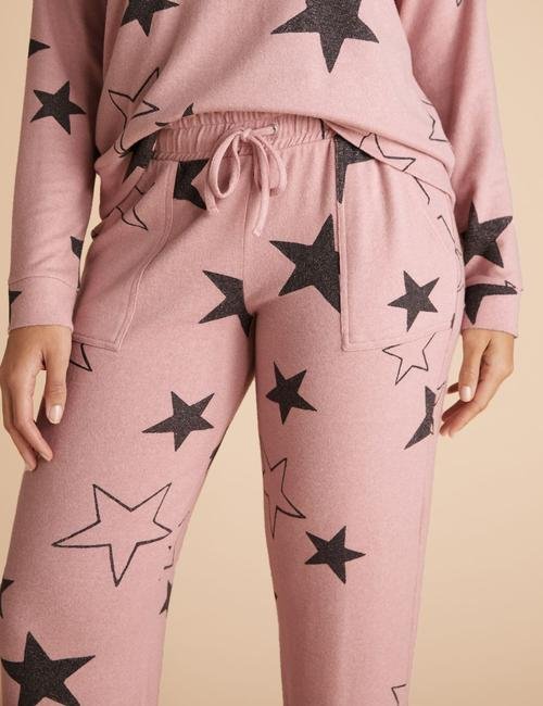 Pembe Yıldız Desenli Jogger Pijama Altı