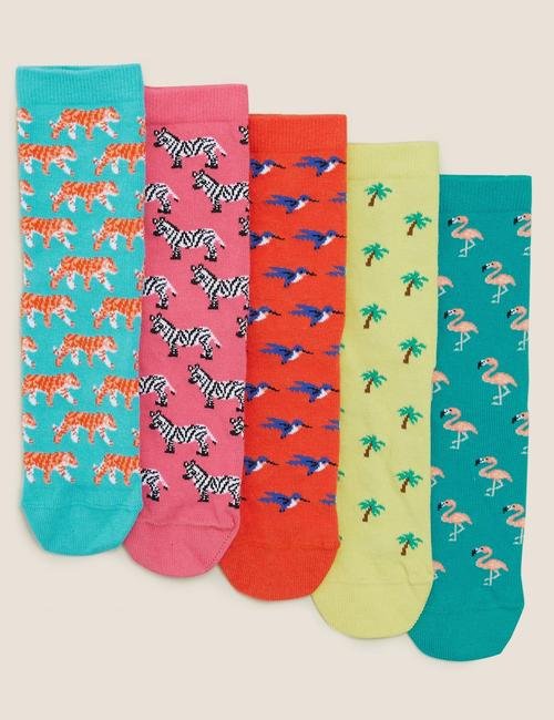 Multi Renk 5'li Desenli Çorap Seti