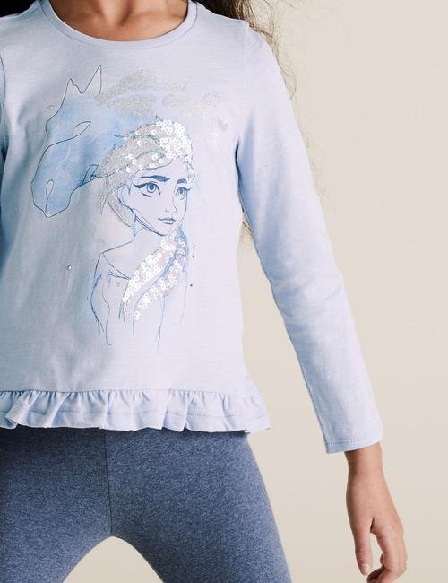 Mavi Saf Pamuklu Disney Frozen™ Bluz