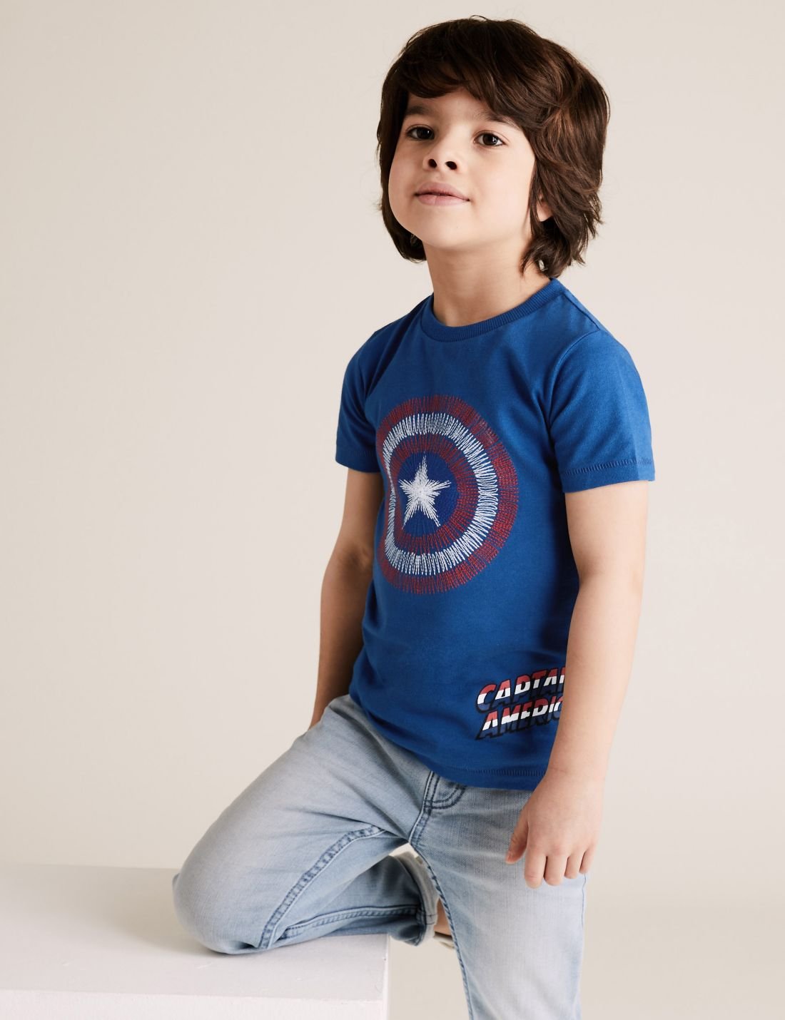 Saf Pamuklu Captain America T-Shirt
