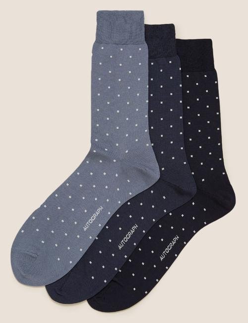 Mavi 3'lü Premium Pamuklu Çorap Seti