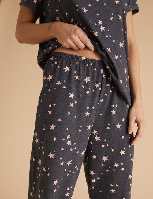 Gri Yıldız Desenli Pijama Takımı