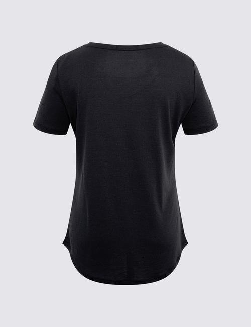 Siyah Relaxed V Yaka T-Shirt