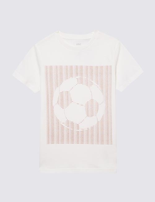 Beyaz Futbol Grafik T-Shirt