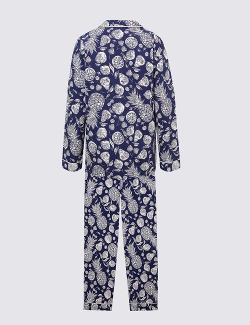 Lacivert Ananas Desenli Pijama Takımı