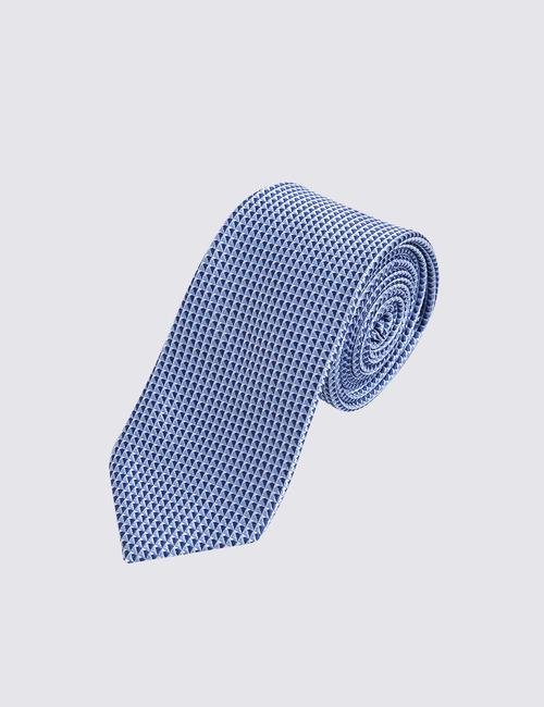 Mavi Geometrik Desenli Kravat
