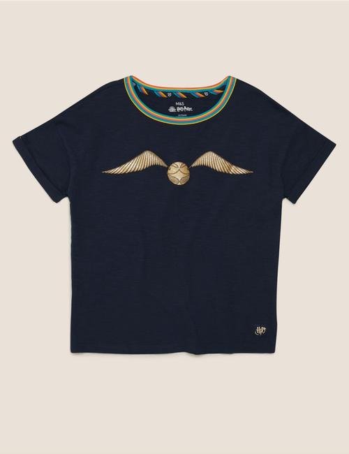 Lacivert Harry Potter™ Desenli T-Shirt