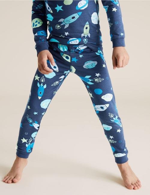 Lacivert Uzay Desenli Pijama Seti