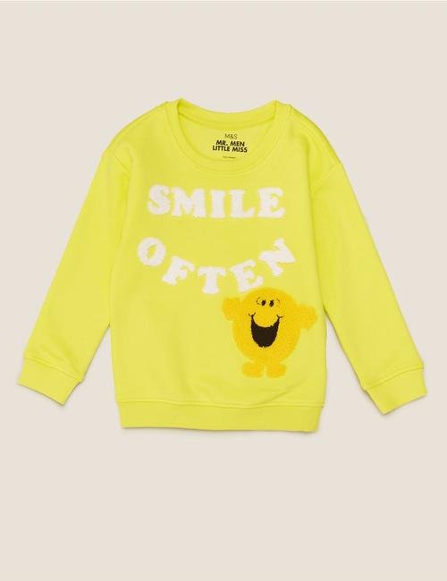 Sarı Mr Happy? Baskl Sweatshirt
