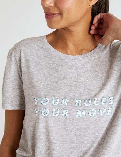 Gri Kısa Kollu Good Move Baskı T-Shirt