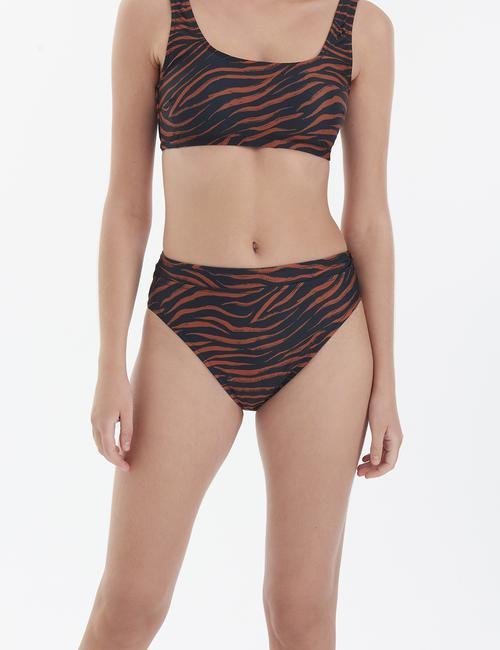 Siyah Zebra Desenli Bikini Altı