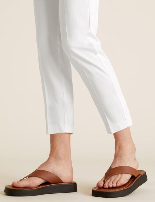 Beyaz Mia Slim Crop Pantolon