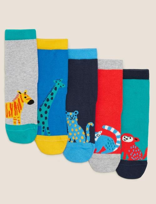 Multi Renk 5'li Hayvan Desenli Çorap