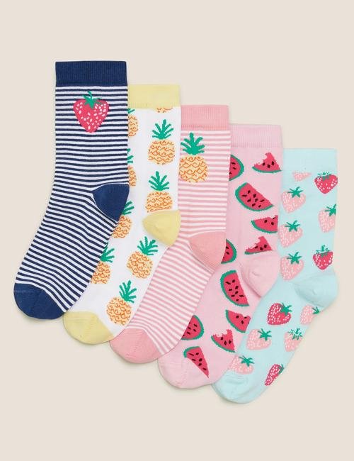 Multi Renk 5'li Meyve Desenli Çorap Seti