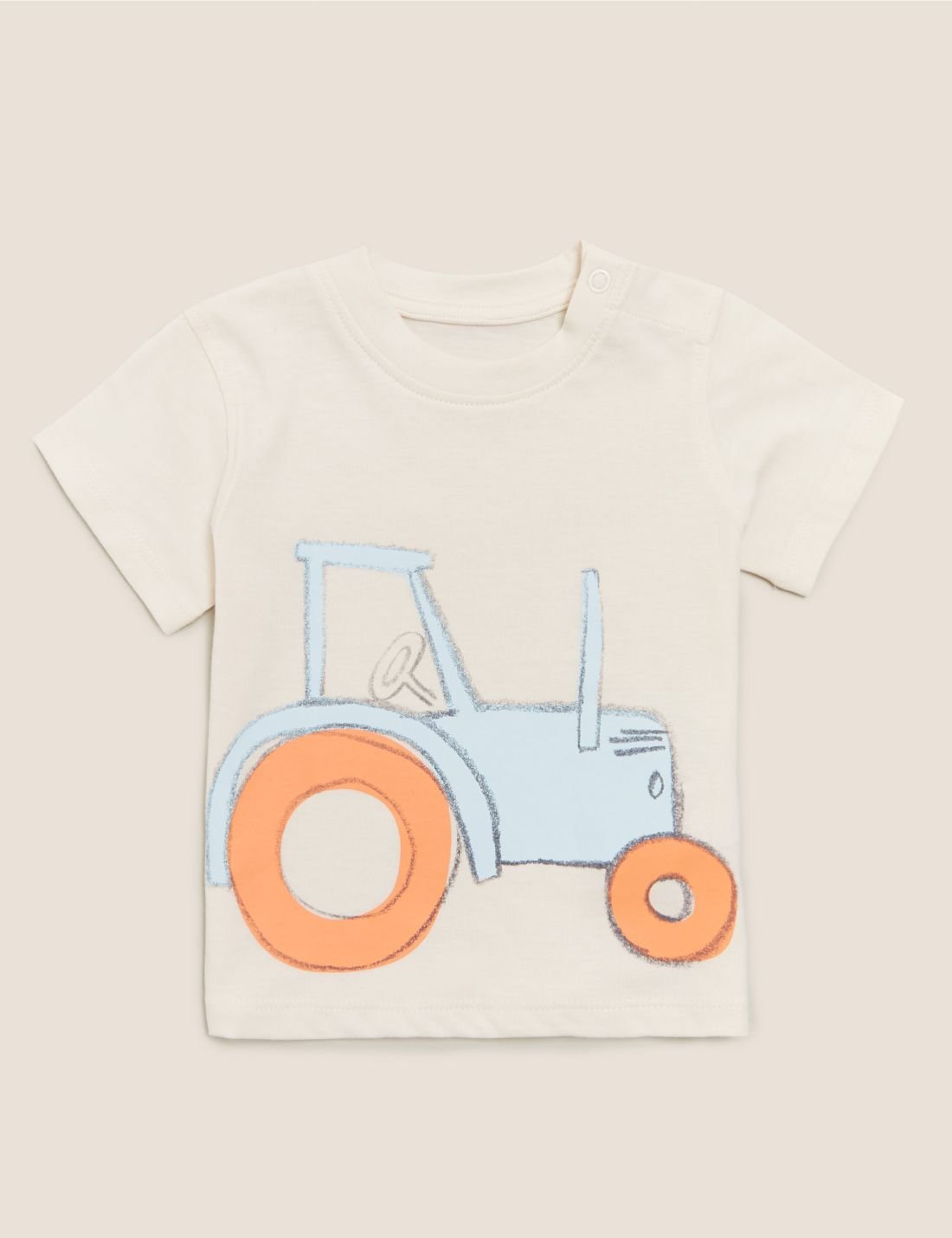 Organik Pamuklu Traktör Baskılı T-Shirt