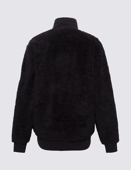 Siyah Yarım Fermuarlı Polar Sweatshirt