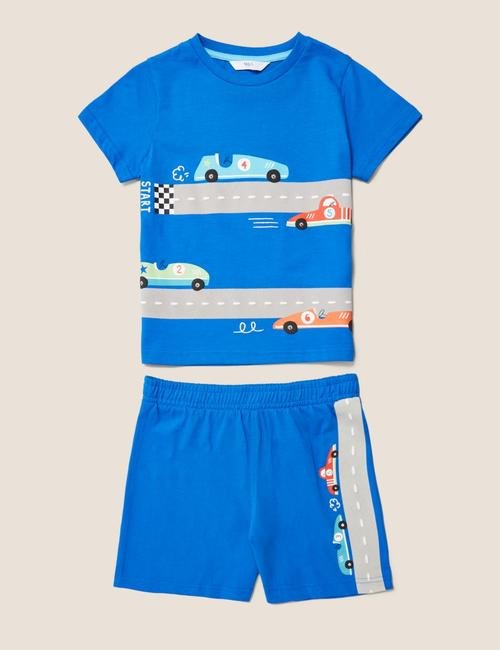 Mavi Araba Baskılı Pijama Takımı