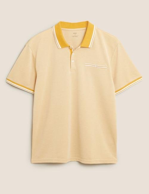 Sarı Polo Yaka Pamuklu T-Shirt