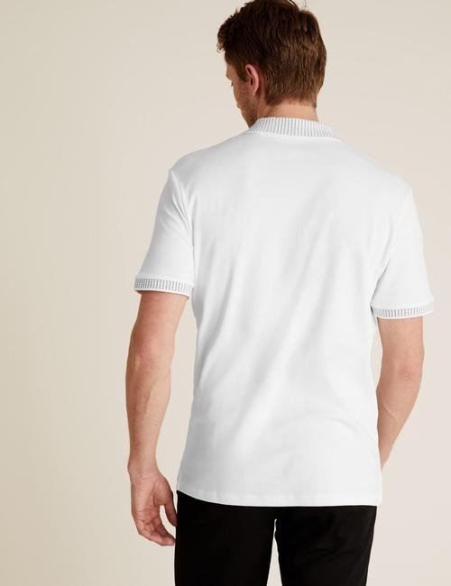 Beyaz Pamuklu Polo Yaka T-Shirt