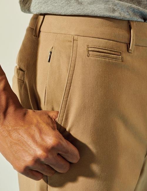 Bej Slim Fit Organik Pamuklu Pantolon