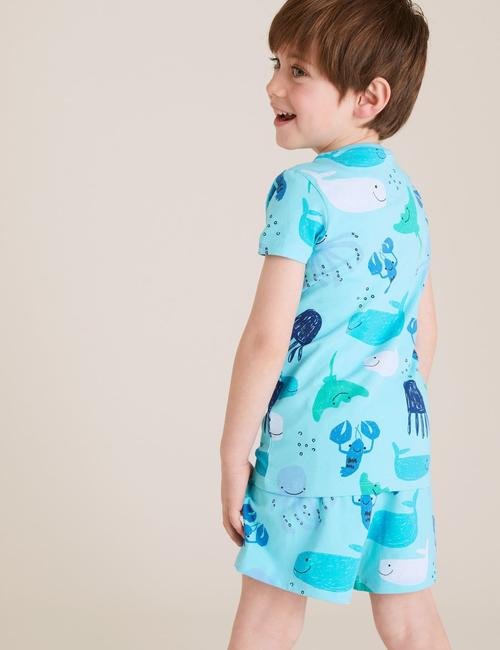 Mavi Deniz Altı Baskılı Pijama Takımı