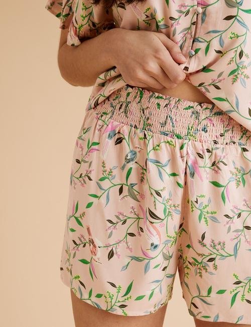 Turuncu Çiçek Desenli Pijama Takımı