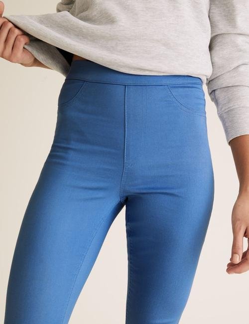 Mavi Yüksek Bel Jegging Pantolon