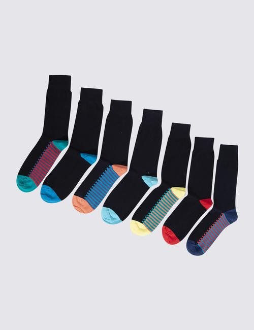 Lacivert 7'li Pamuklu Çorap Seti (Cool & Freshfeet™ Teknolojisi ile)