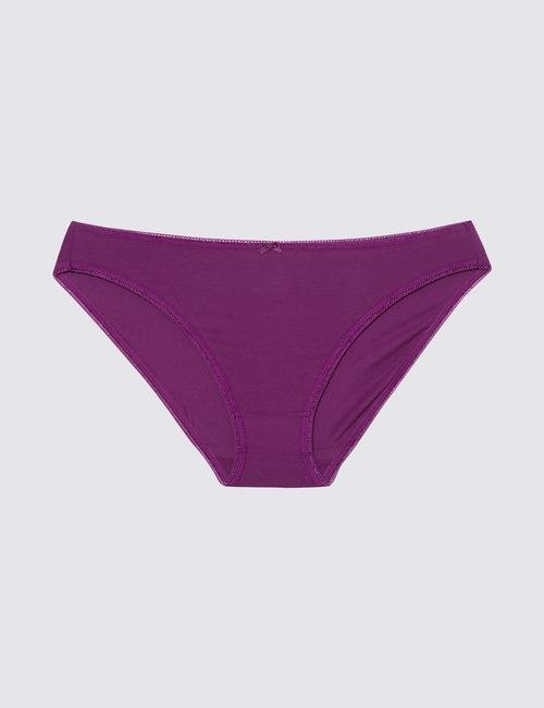 Bordo 5'li Cotton Lycra® Bikini Külot Seti