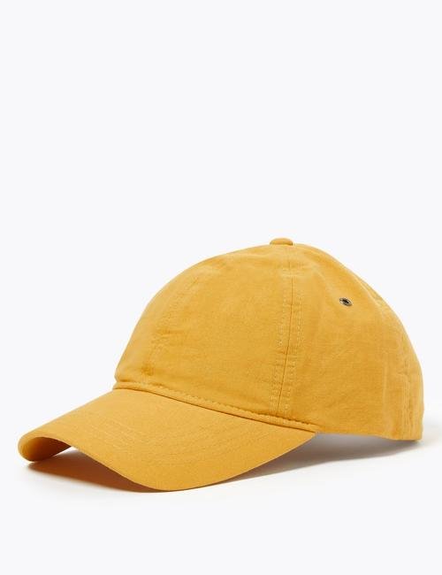 Sarı Saf Pamuklu Şapka